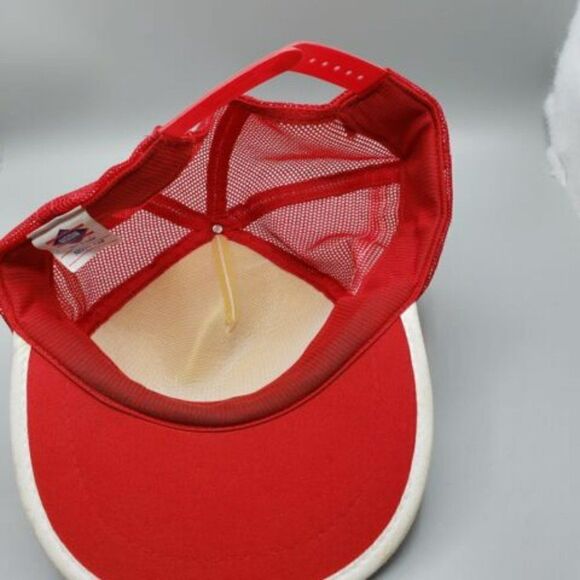Vintage 90 3 Stripe Minidoka '95 Shoot Out Trucker SnapBack Hat Cannon Red white - Picture 8 of 8
